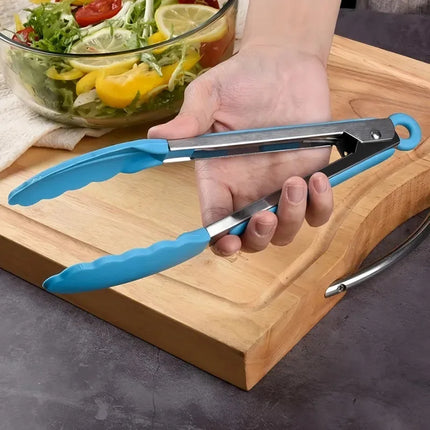 Anti Slip Cooking Serving Tongs Stainless Steel Food Clip Bread Salad