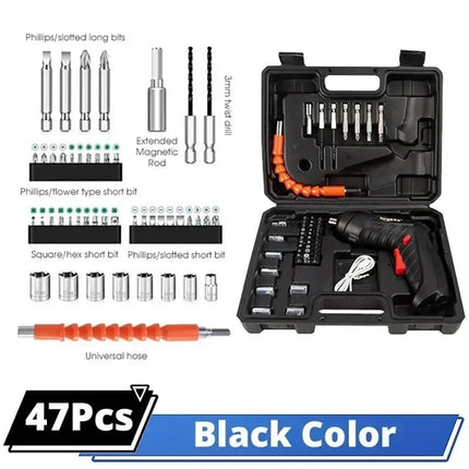 47-Piece Cordless Electric Screwdriver Kit with LED Light,