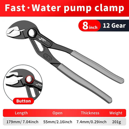 Water Pump Pliers Quick-Release Plumbing Pliers Pipe Wrench Adjustable