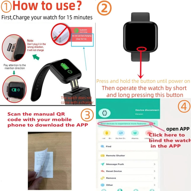 Smart Watch 116Plus D13 Y68 Sport Wristband Running Fitness Monitor