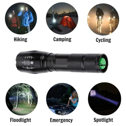 High Power T6 LED Flashlights Camping Torch 5 Light Modes Zoom Light