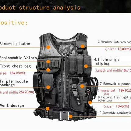Adjustable Molle Tactical Vest Combat Body Armor Vests Security Guard