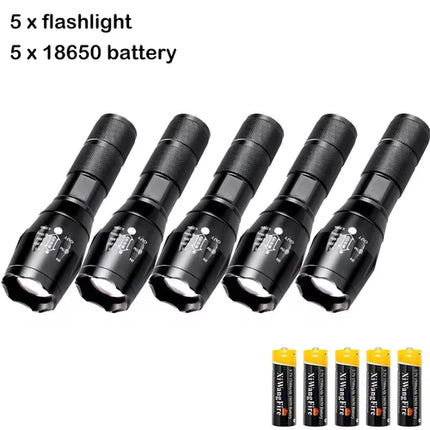 High Power T6 LED Flashlights Camping Torch 5 Light Modes Zoom Light