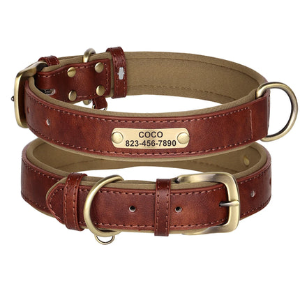Personalized Dog Collar PU Leather Dogs Collars Free Engraving Pet ID