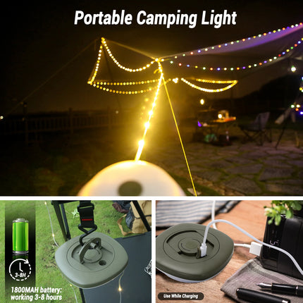 Camping String Lights,33Ft Light with Lanterns (2 in 1 Design),Camping