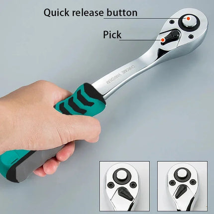 72 Teeth Ratcheting Socket Wrench Car Repair Socket Wrench Set Diy