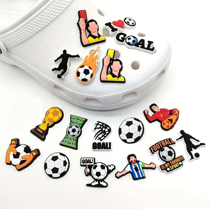 18pcs Or 22pcs Football Series Shoe Charms for Clogs Bubble Slides