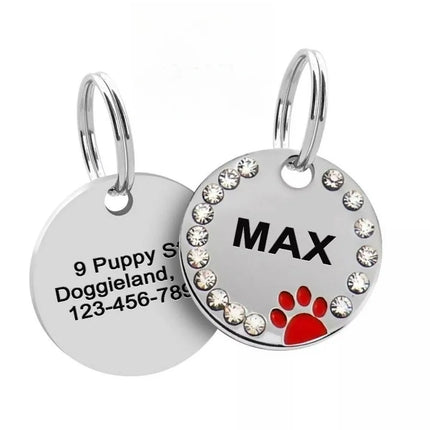 Stainless Steel Engraved Pet Name Collar Pendant ID Tags Personalized