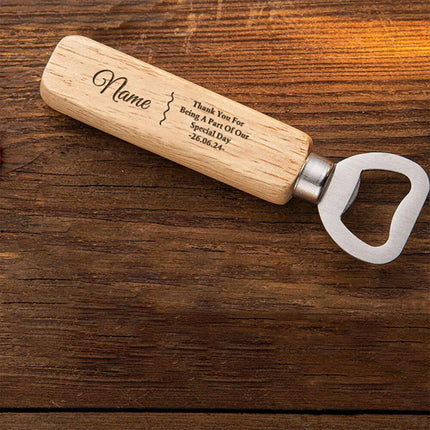 Personalized Bottle Opener Wedding Favour Gift for Him Engraved Wooden