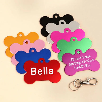 1Pc Personalized Dog Cat Name Tags Bone Shaped Pet ID Tag Anti-lost