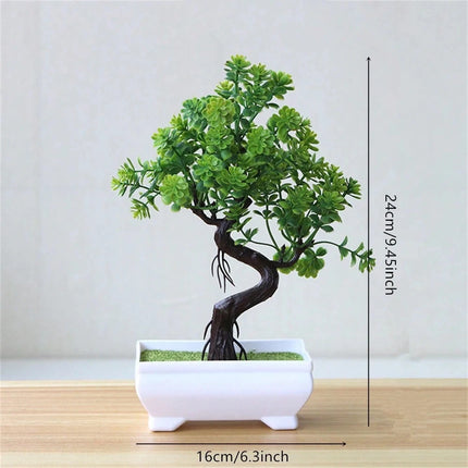 4Pcs Artificial Bonsai Tree, Fake Potted Plants, Small Plastic Green