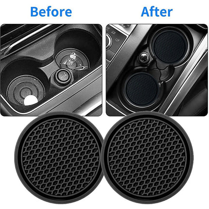 2pcs Black Car Auto Cup Holder Anti Slip Insert Coasters Pads Interior