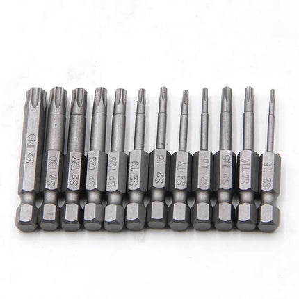 12pc Hollow Plum Blossom Screwdriver Head 50mm Long S2 Hexagonal