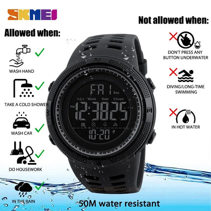 SKMEI 1251 Sports Digital Watch for Men Waterproof Military Electronic