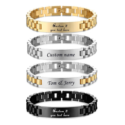Personalized Engrave ID Bracelet for Men Wristband Stainless Steel