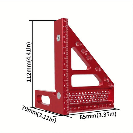 3D Multi-Angle Metric/Inch Measuring Ruler, 45/90 Degree Aluminum