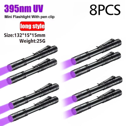 UV Flashlight 395nm Ultraviolet Torch With Pen Clip Portable AAA