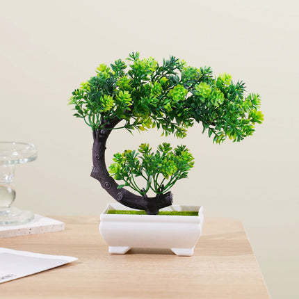 4Pcs Artificial Bonsai Tree, Fake Potted Plants, Small Plastic Green