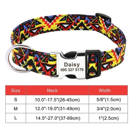 Customized Printed Pet Collar Nylon Dog Collar Personalized Free