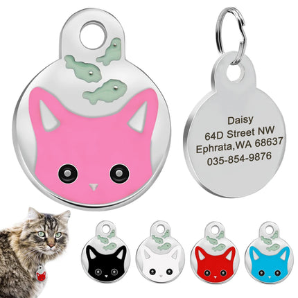 Cute Cat Tag Small Dog ID Tags Free Engraved Name Cats Kitten Name Tag