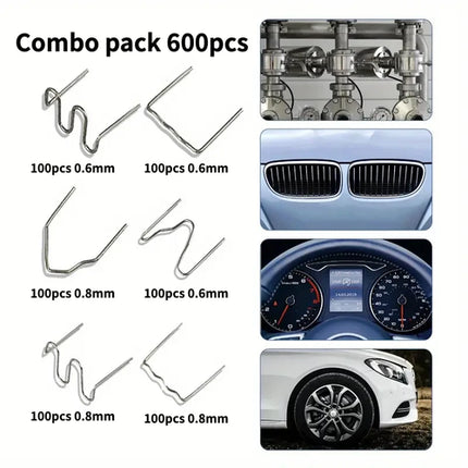 Hot Stapler Welding Kit - 100-600Pcs Precut Wave Nails for Auto