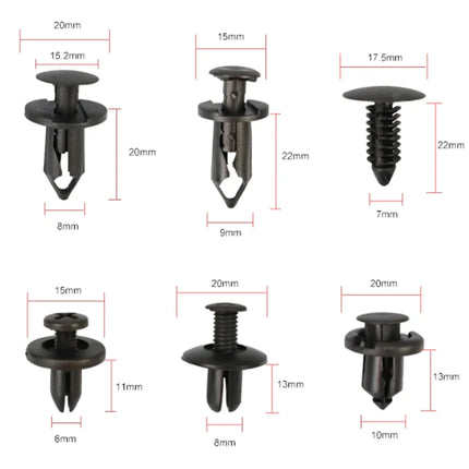 190PCS rivet fasteners, 6 models and sizes, body fixing clip bumper,
