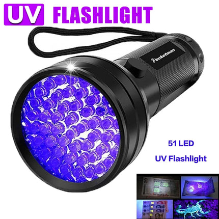 12/21/51 LED Protable UV Flashlight Black Light Ultraviolet Torch