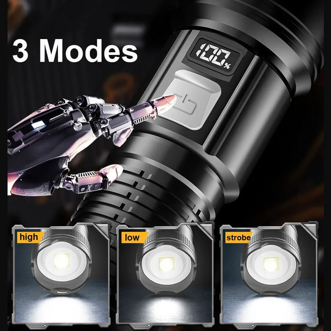 1600000 LM Super Bright Flashlight USB Rechargeable LED Long Range