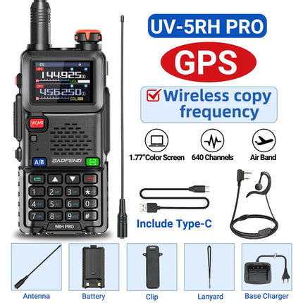 Baofeng UV-5RH PRO GPS Walkie Talkie Long Range Multi Band Wirless