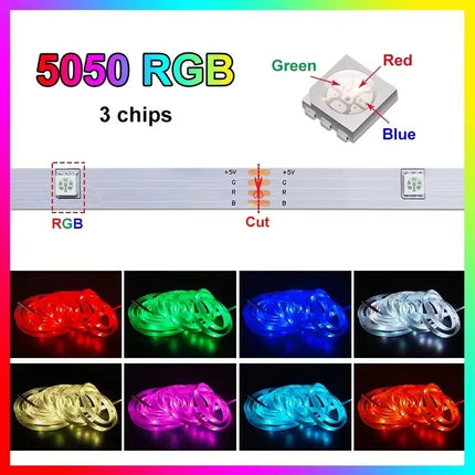 SMD RGB 5050 USB LED Strip Light TV Desktop Screen Backlight Color