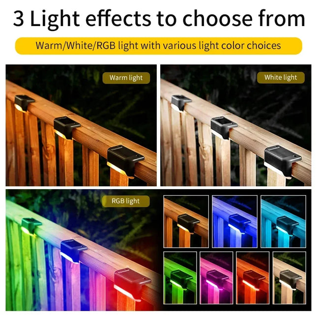 1-8 Pack Led Solar Step Lights Outdoor Fence Garden Lamp for Stairs