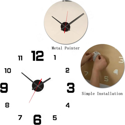 3D Creative Frameless DIY Wall Hanging Clock Wall Stickers Home Mute