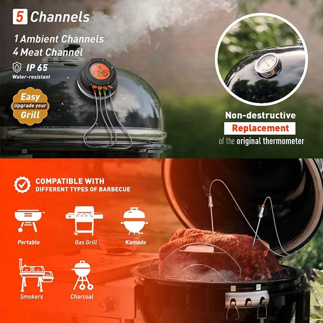 Food Cooking Bluetooth Wireless BBQ Remote Thermometer Probes Smart