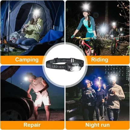 Strong Light Headlamp Portable LED Sensor Headlamp USB Rechargeable