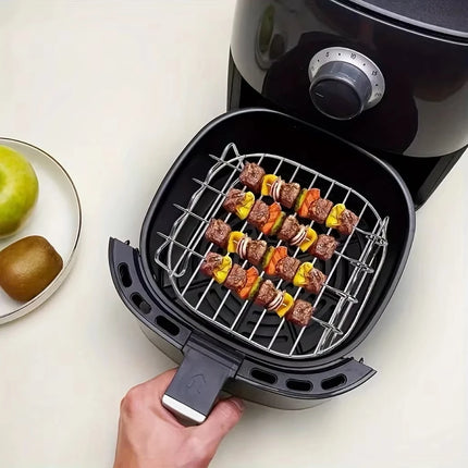 1set Stainless Steel Air Fryer Rack With 4 Roast Meat Picks Grill Air