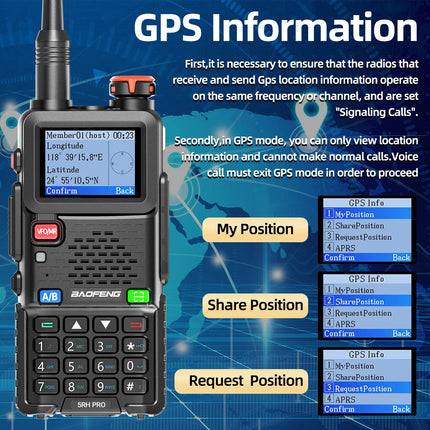Baofeng UV-5RH PRO GPS Walkie Talkie Long Range Multi Band Wirless