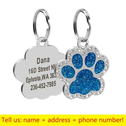 Stainless Steel Engraved Pet Name Collar Pendant ID Tags Personalized