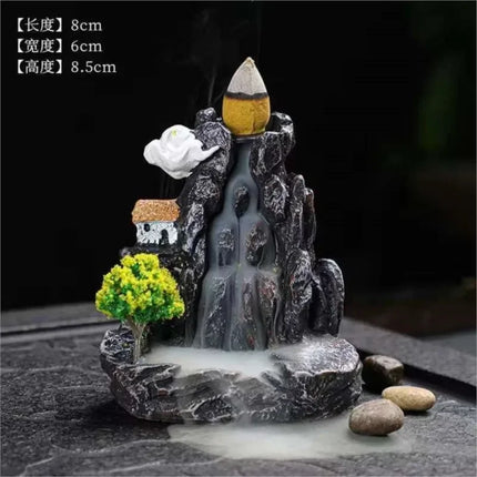 Incense Burner Mountains River Waterfall Fragrance Fireplace Backflow