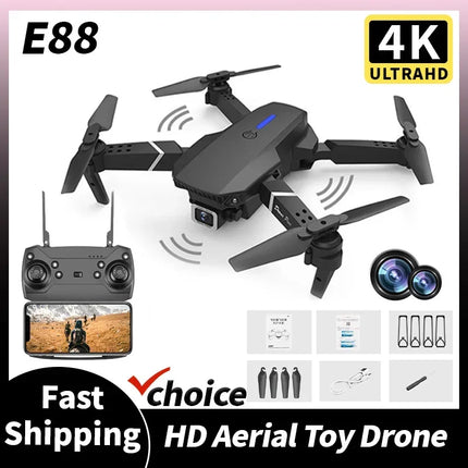New E88 Pro RC Drone 4K Professional With 1080P Wide Angle Dual HD
