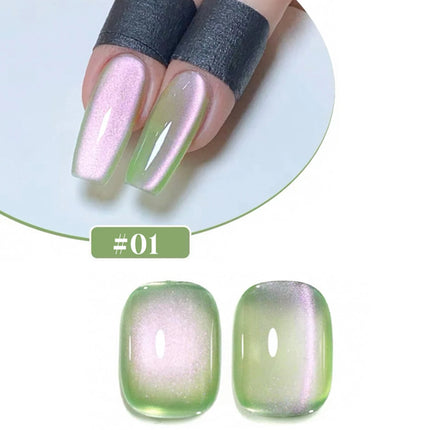 1/5PCS SS25 Cat Eye Gel Polish w/Glass Beads & Crystal, 5 Colors Salon