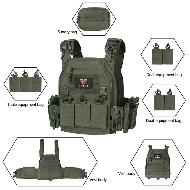 Ranger Green Plate Carrier Tactico Vest With Quick Release Security