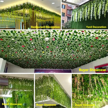 2.1M Green Ivy Leaf Hanging Vine Artificial Garland Silk Wall Plant