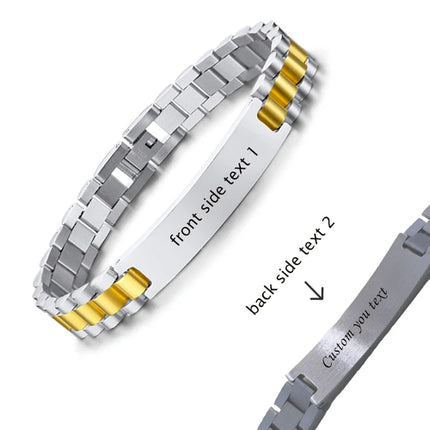 Personalized Engrave ID Bracelet for Men Wristband Stainless Steel