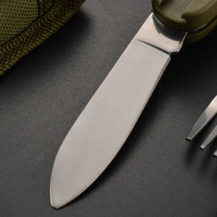 7in1 Multi Function Outdoor Diner Stainless Steel Folding Fork Knife