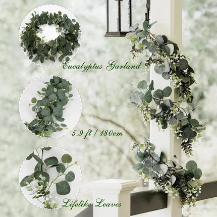1pc Artificial Eucalyptus Leaves Greenery Garland Faux Plant Spring