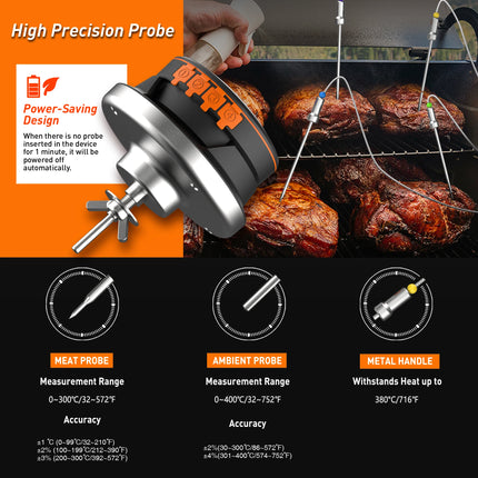 Food Cooking Bluetooth Wireless BBQ Remote Thermometer Probes Smart