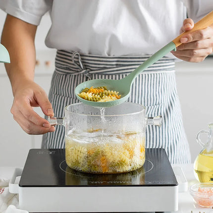 NEW Silicone Spatula Non Stick Pan Wooden Handle Silicone Vegetable