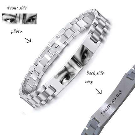 Personalized Engrave ID Bracelet for Men Wristband Stainless Steel