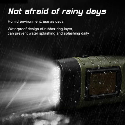 Portable LED Flashlight Tent Light Hand Crank Dynamo Solar Power Torch
