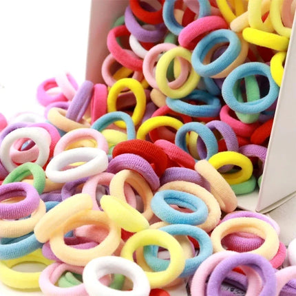 200PCS Women Girls Colorful Nylon Elastic Hair Bands Ponytail Hold